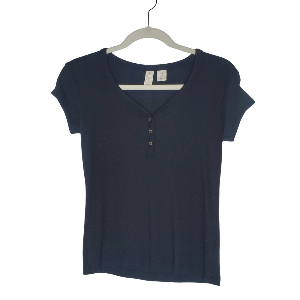 Joie XS Black Short-Sleeve Henley Tee